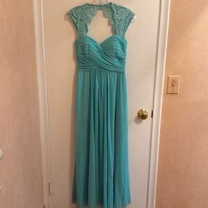 Teal Lace Keyhole Dress